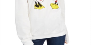 Moletom de lã Mickey e Minnie para festas da Disney Junior, tamanho grande, branco