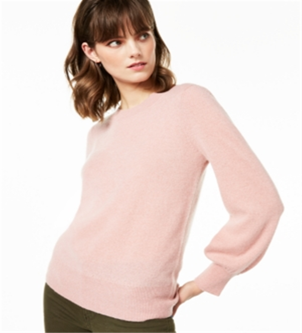 Suéter feminino Charter Club Pure Cashmere com mangas bufantes, rosa, tamanho XS