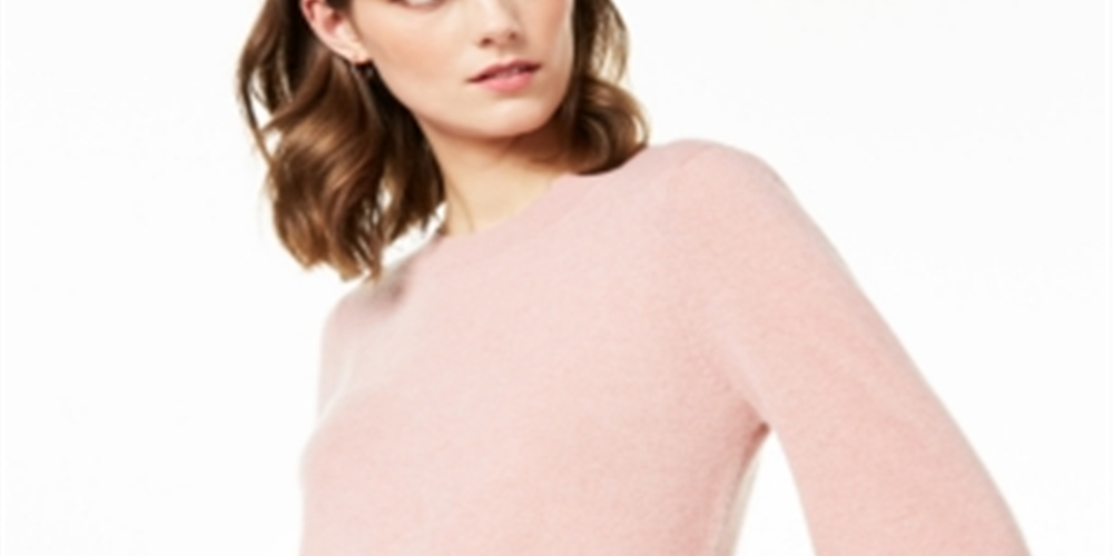 Suéter feminino Charter Club Pure Cashmere com mangas bufantes, rosa, tamanho XS