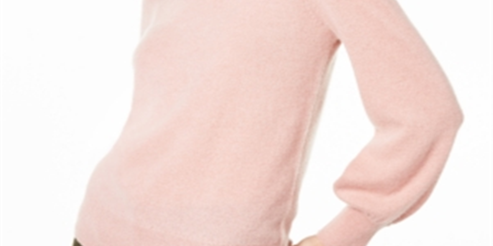 Suéter feminino Charter Club Pure Cashmere com mangas bufantes, rosa, tamanho XS