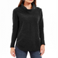 Suéter pulôver feminino de chenille com gola alta e manga comprida, preto, tamanho extragrande, da Style Co