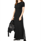 Vestido longo feminino Michael Kors com fita lateral, preto, tamanho GG