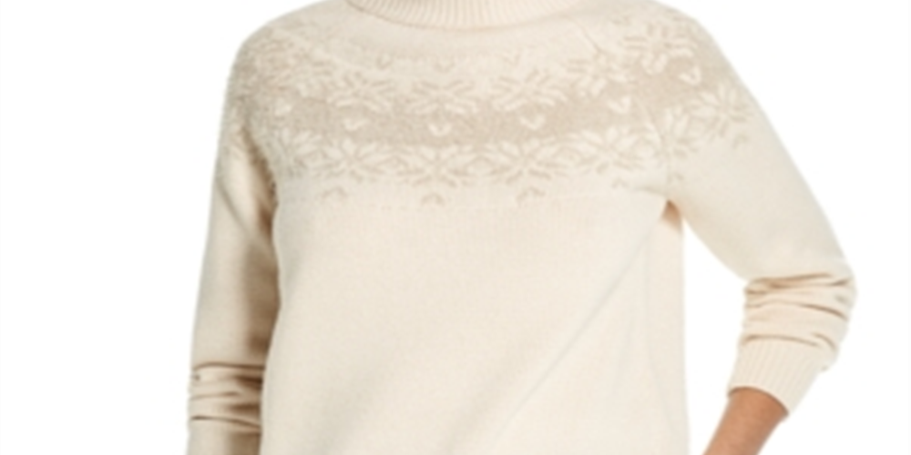 Suéter vintage à prova de intempéries com floco de neve, tamanho branco -P