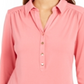 Camisa polo feminina Charter Club manga 3/4 rosa tamanho PP