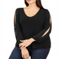 Blusa feminina com fenda e contas da INC International Concepts - preta, tamanho 3X