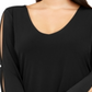 Blusa feminina com fenda e contas da INC International Concepts - preta, tamanho 3X