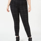 Leggings xadrez femininas Style &amp; Co Plus Comfort Waist - Cinza, tamanho 16W