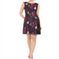 Vestido feminino Jessica Howard floral sem mangas, gola alta, acima do joelho, estilo flare, roxo, tamanho 4, pequeno