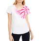 Camiseta feminina de algodão com detalhes INC International Concepts, branca, tamanho pequeno