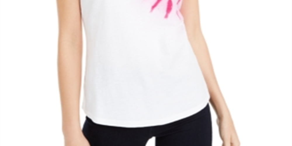 Camiseta feminina de algodão com detalhes INC International Concepts, branca, tamanho pequeno
