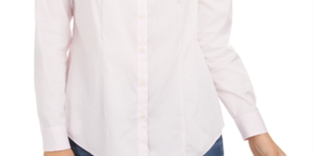 Camisa feminina clássica com botões frontais, rosa, tamanho 10, Charter Club