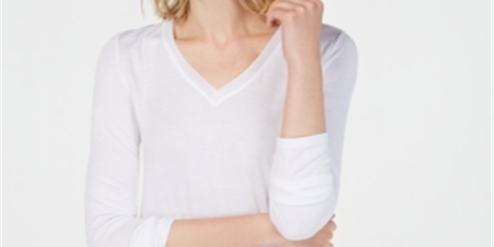Camiseta feminina transparente INC International Concepts, branca, tamanho M