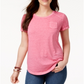 Camiseta feminina Burnout Style &amp; Co, rosa, tamanho GG
