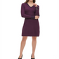 Vestido suéter feminino Tommy Hilfiger com decote em V e tricô trançado, roxo, tamanho GG