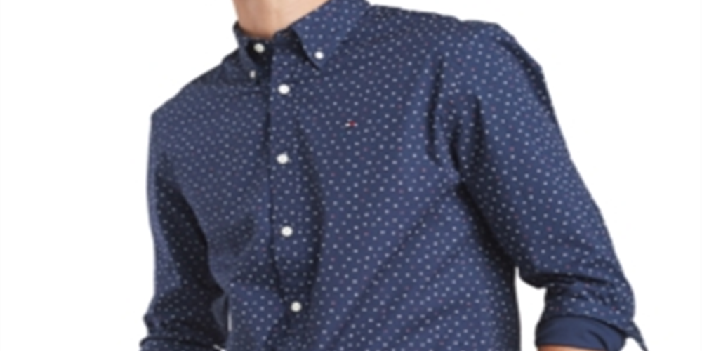 Camisa elástica com estampa de letras Tommy Hilfiger masculina azul escuro tamanho XXXL