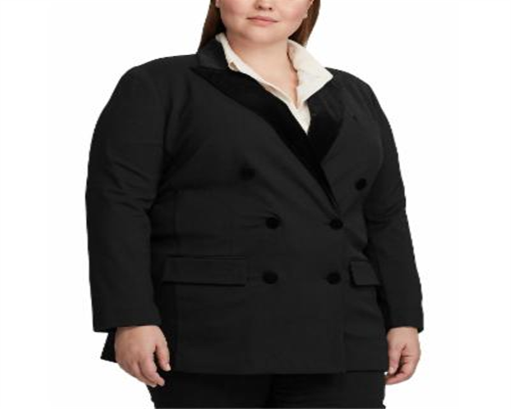 Ralph Lauren Blazer Feminino Plus Velvet com Acabamento Ponte Preto Tamanho 18W