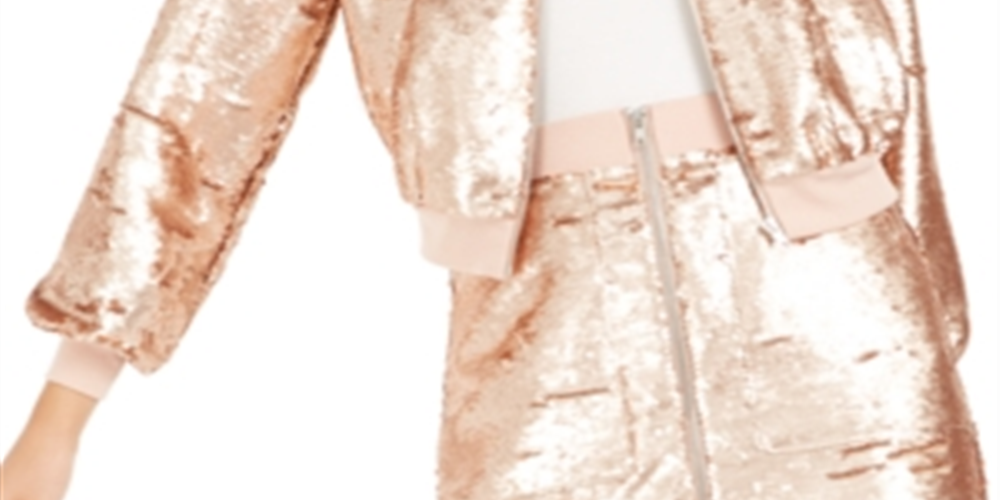 Jaqueta bomber leve com lantejoulas Bar III feminina rosa tamanho GG
