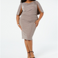Vestido de coquetel metálico plus size Betsy &amp; Adam feminino, tamanho 20, prateado, tamanho 20, W