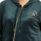 Calvin Klein Moletom Feminino com Capuz e Logotipo em Veludo Verde Tamanho -0X