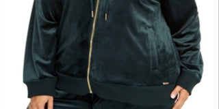 Calvin Klein Moletom Feminino com Capuz e Logotipo em Veludo Verde Tamanho -0X