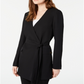 Calvin Klein Blazer Feminino Longo com Cinto Preto Tamanho Médio