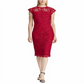 Vestido curto midi com decote ilusão e sem mangas Ralph Lauren feminino, vermelho, tamanho 12
