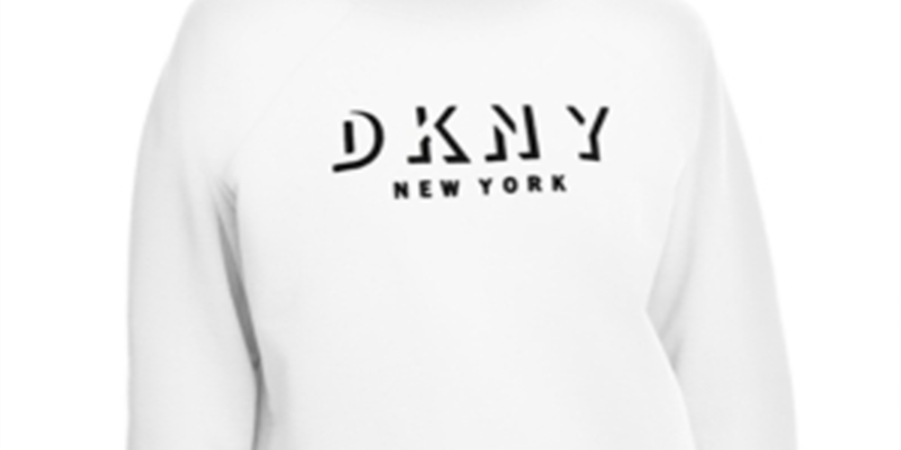 Moletom feminino DKNY Sport Flocked Logo, branco, tamanho P