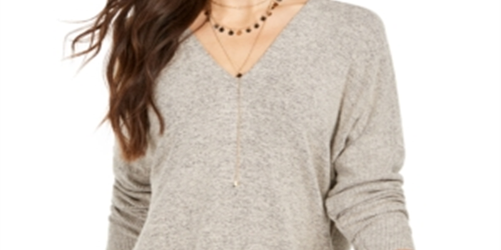 Túnica feminina estilo &amp; co com decote em V e ombros caídos, bege, tamanho XX-grande