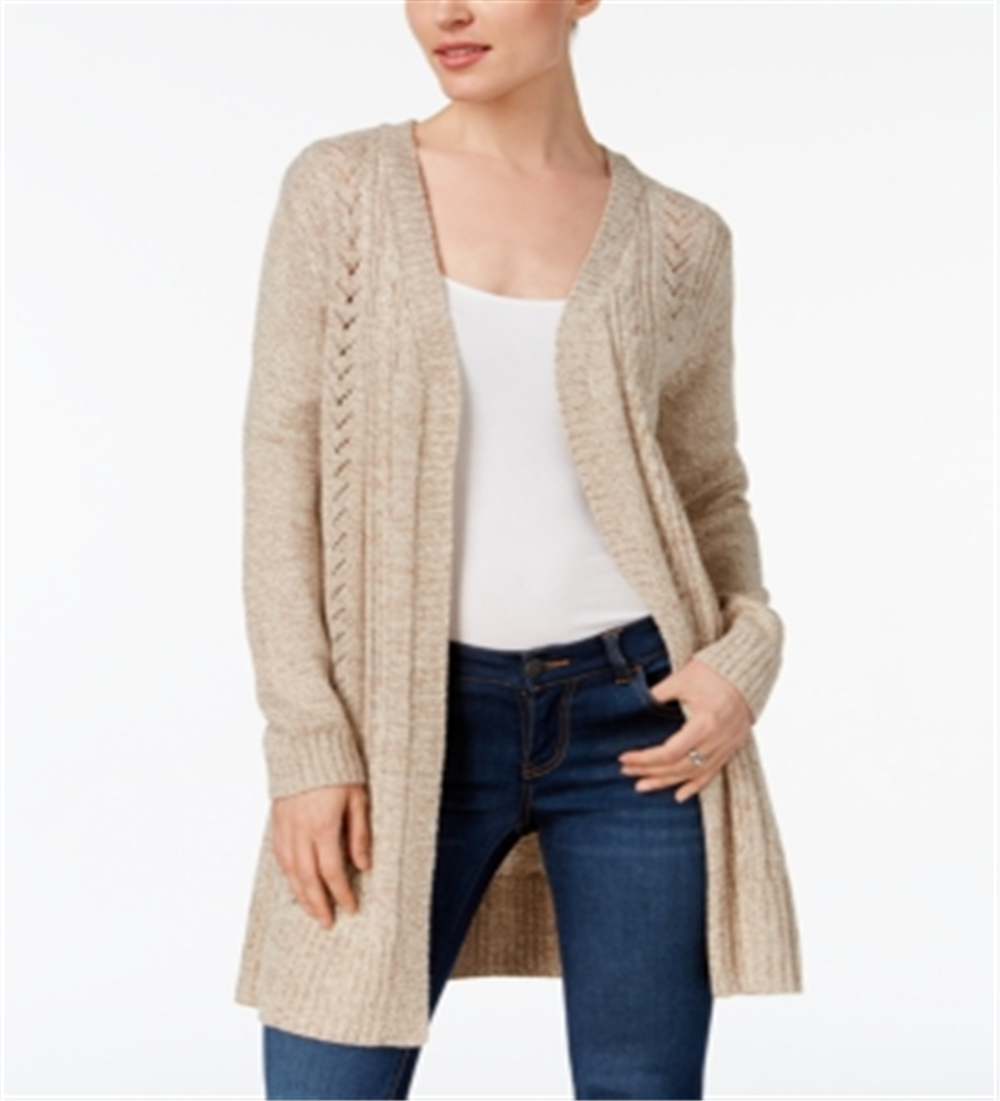 Karen Scott Petite Marled-Knit Duster Cardigan Marrom Tamanho Petite G