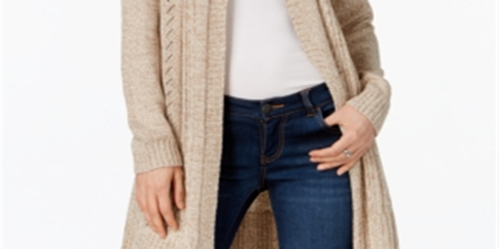 Karen Scott Petite Marled-Knit Duster Cardigan Marrom Tamanho Petite G
