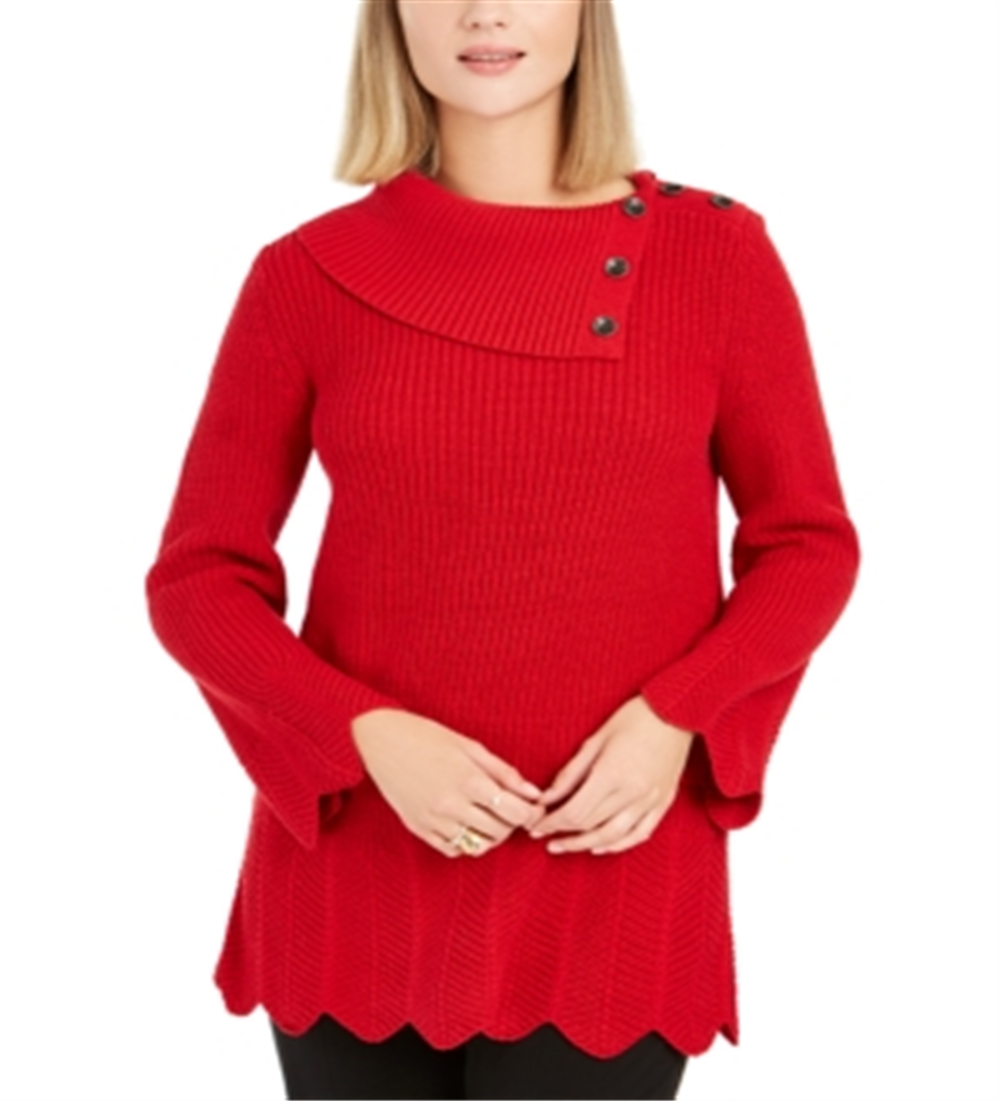 Suéter feminino com decote envelope e acabamento recortado, estilo &amp; co, verde, tamanho pequeno G