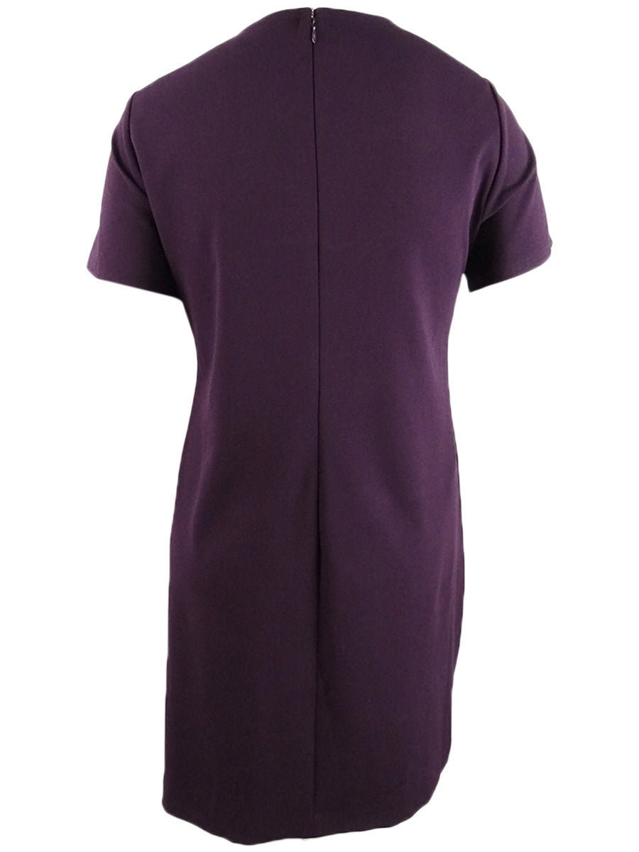 Vestido feminino Tommy Hilfiger Plus Scuba Crepe com bolso, roxo, tamanho 14W