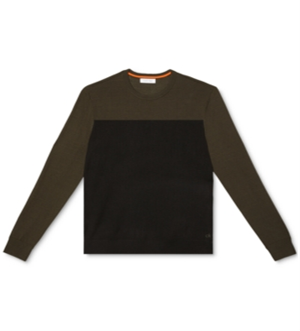 Suéter Calvin Klein Masculino Merino Colorblock Verde Tamanho X-G