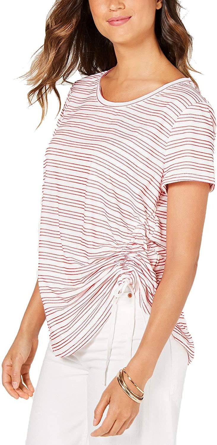 Camiseta feminina listrada de manga curta Style &amp; Co, vermelha, tamanho XX-grande