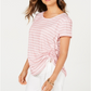 Camiseta feminina listrada de manga curta Style &amp; Co, vermelha, tamanho XX-grande