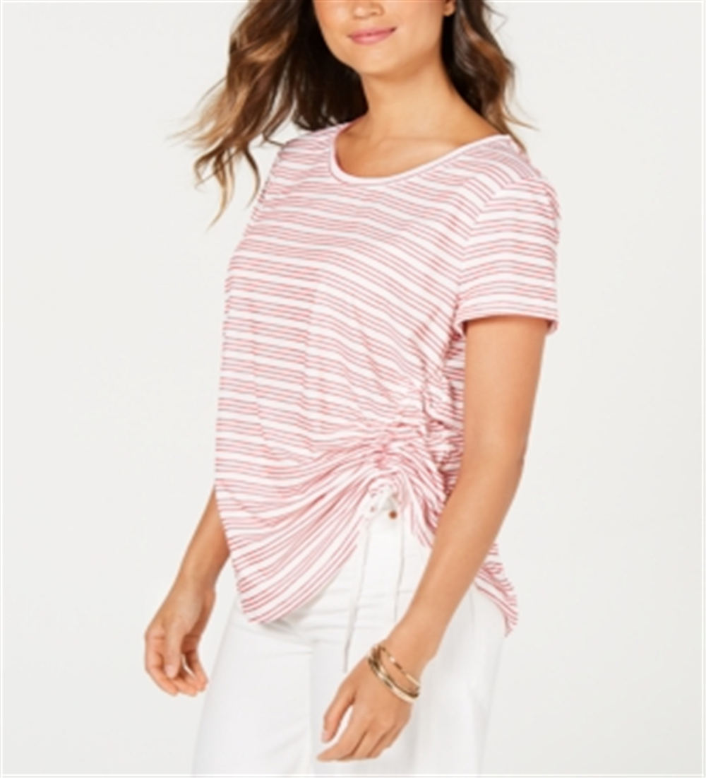 Camiseta feminina listrada de manga curta Style &amp; Co, vermelha, tamanho XX-grande