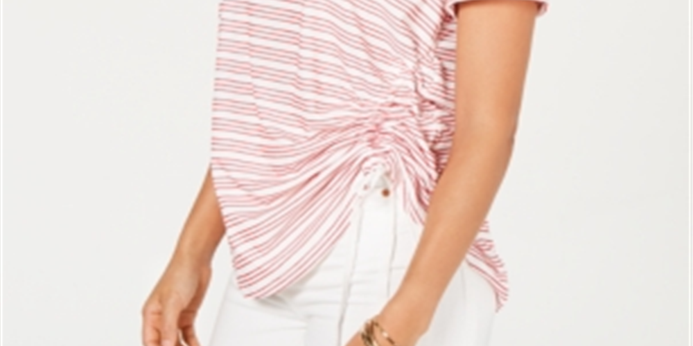 Camiseta feminina listrada de manga curta Style &amp; Co, vermelha, tamanho XX-grande