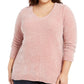 Karen Scott Suéter Feminino Plus com Gola V em Chenille Rosa Tamanho 2X