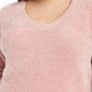 Karen Scott Suéter Feminino Plus com Gola V em Chenille Rosa Tamanho 2X