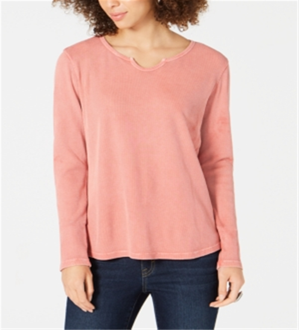 Blusa térmica feminina de algodão estilo &amp; co laranja tamanho pequeno L