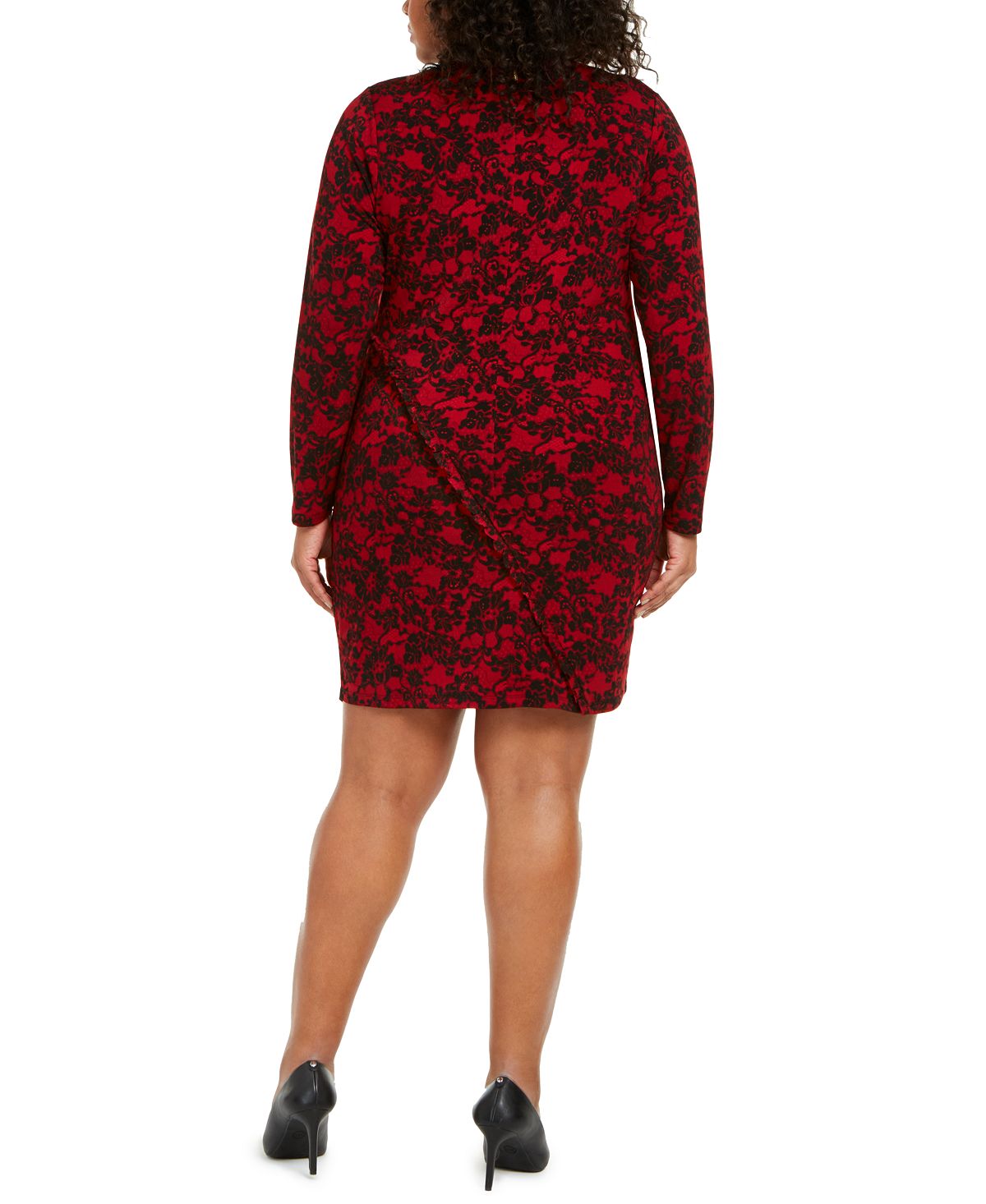 Vestido feminino Michael Kors Plus Knit com estampa para usar no trabalho, vermelho, tamanho 0X
