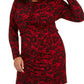 Vestido feminino Michael Kors Plus Knit com estampa para usar no trabalho, vermelho, tamanho 0X