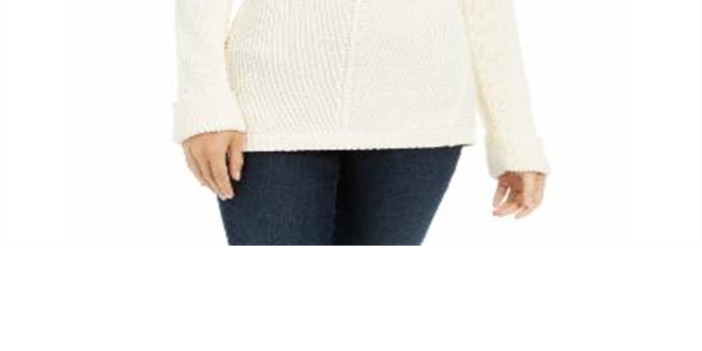 Suéter feminino Charter Club Petite de algodão canelado com punho - Branco, tamanho Petit XL