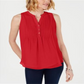Blusa feminina sem mangas Charter Club Pintuck vermelha tamanho X-S
