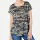 Blusa feminina com estampa camuflada e decote redondo, verde, tamanho pequeno, da Style &amp; Co
