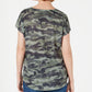Blusa feminina com estampa camuflada e decote redondo, verde, tamanho pequeno, da Style &amp; Co