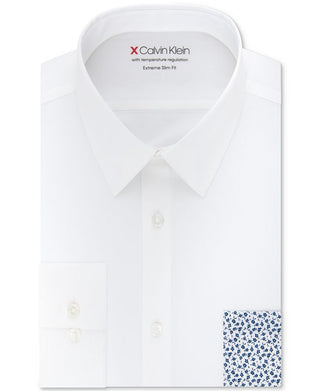 Camisa Calvin Klein Masculina Extreme Slim Fit Work Wear com Botões Branca Tamanho GG