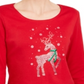 Camisa feminina Karen Scott com rena e strass para o feriado, vermelha, tamanho X-S