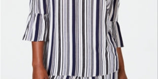 JM Collection Top Feminino com Ombros Descobertos e Decote Redondo, Vários Tamanhos Pequeno