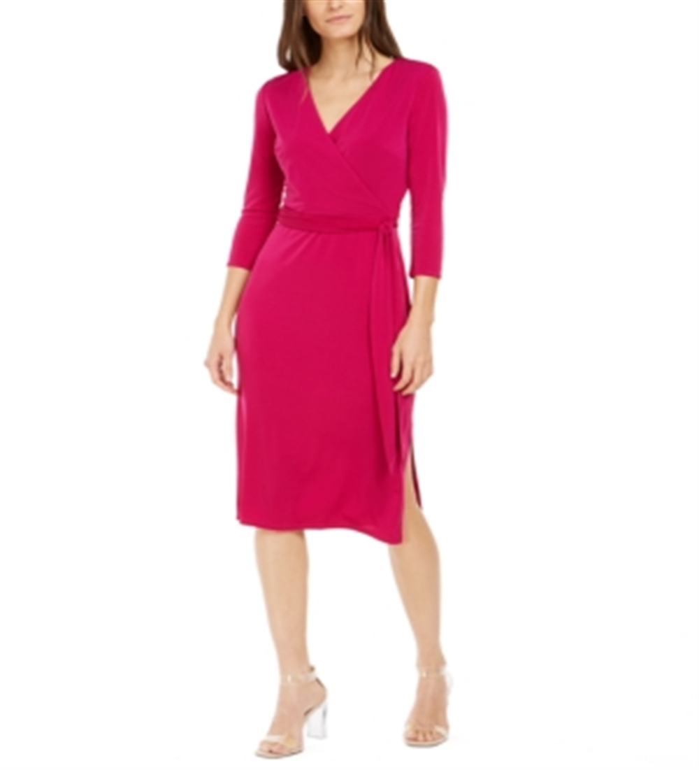 Vestido envelope feminino INC International Concepts com decote em V e comprimento até o joelho, rosa, tamanho grande